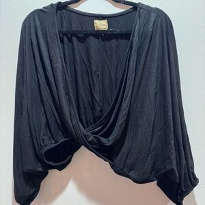 Free People Black Drape Blouse